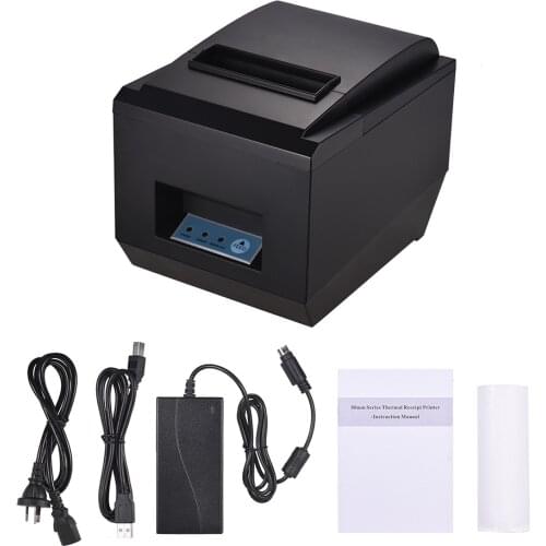 80mm BT Thermal Receipt Kitchen Printer Auto Cutter Compatible with ESC/POS Commands USB Port High Speed Clear Printing for iOS