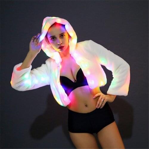 CC61 Sexy women stage wears dresses luminous colorful light clothes ballroom dancer led costumes catwalk jacket dj coat party