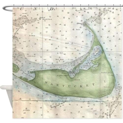 Vintage Map of Nantucket (1857) Decorative Fabric Shower Curtain