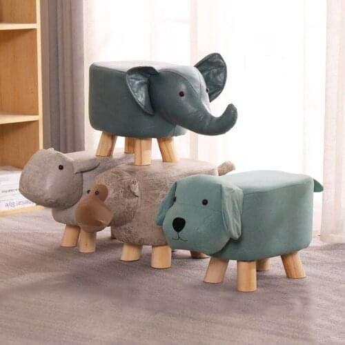 Children Wooden Low Stool Creative Animal Elephant Cartoon Household Shoe Stool Small Bench Cute Stool Kids Chair