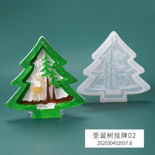 DIY Crystal Epoxy Resin Mold Aromatherapy plaster mold Christmas Tree Snowflake Elk Pendant Keychain Jewelry Silicone Mold