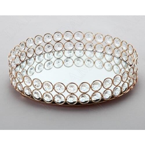 European Mirror Storage Tray Metal Decorative Cosmetic Container Gold Plating Process Living Room Desktop Tableware Organizer