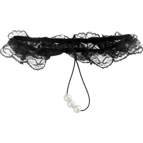 EXVOID Sexy Lingerie For Women Massager Sex Wear Pearls G-String Underwear Babydoll Bikini Beading Lace Thong Ladies Panties