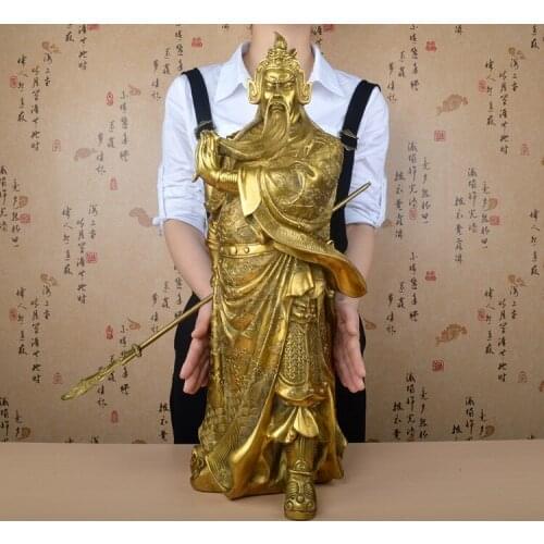 GOOD 60CM tall Efficacious Talisman House Protection Money Drawing Martial god of wealth Guan gong Guandi bronze statue