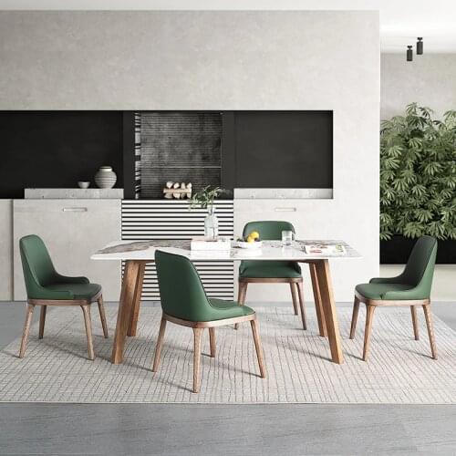 Italian luxury light pole JianYan board table household small family dinner table