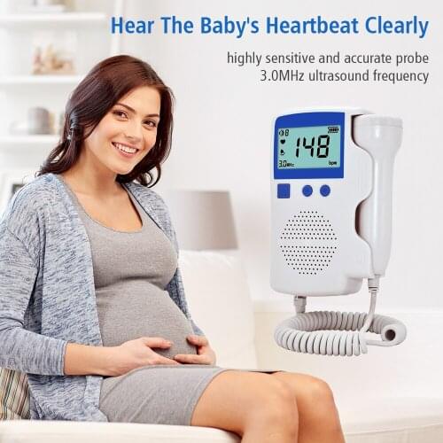 Fetus-voice Meter Baby Heart Detector Doppler Fetal Heartbeat Monitor 3.0MHz No Radiation with LCD Display for Pregnancy Care
