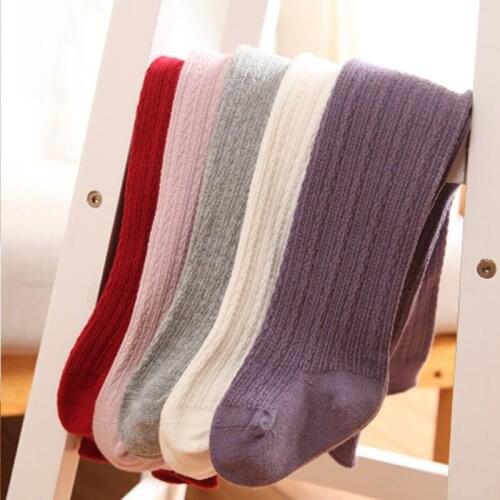 Spring Autumn Winter Stockings Baby Kids Girls Soft Cotton Warm Tights Girls Solid Knitted Tights
