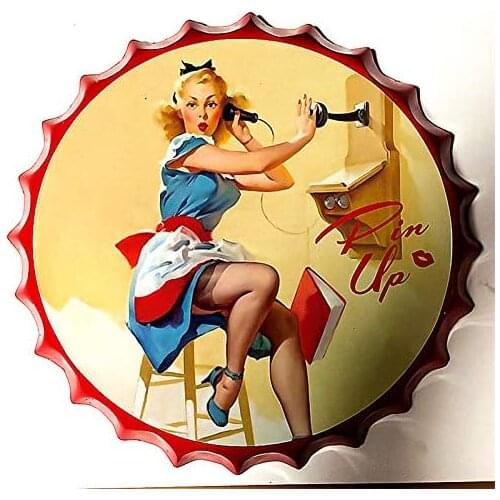 Royal Tin Sign Bottle Cap Metal Tin Sign Pin Up Diameter 13.8 inches, Round Metal Signs for Home and Kitchen Bar Cafe