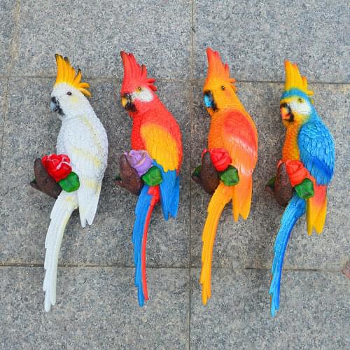 Creative Resin Parrot Magpie Birds Sculpture Wall Tree Mounted Outdoor Garden Decoration Animal Sculpture Home Garden Ornament