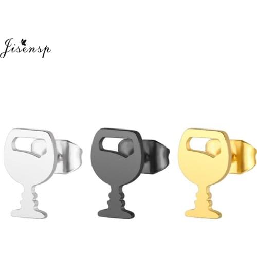 Jisensp Tiny Earrings Black Stainless Steel Jewelry Tea Cup 2019 Fashion Jewelry Stud Earrings for Women Birthday Gifts