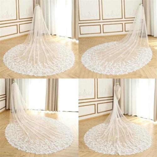 Ivory Lace Cathedral Wedding Veil with Butterfly Lace Ivory Lace Veil Floral Lace Veil Butterfly Bridal Veil Single Tier Chapel