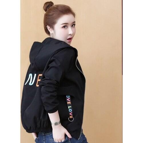 2020 Autumn Womens Coat Hooded Zipper Jacket Long Sleeve Casual Short Jacket Female Windbreaker Fashion Outwear Plus Size P700