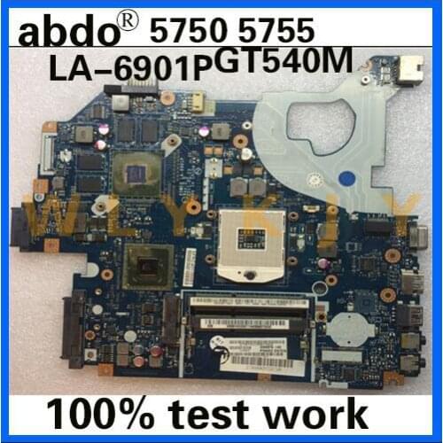 Abdo P5WE0 LA-6901P motherboard for ACER 5750 5755 5750G 5755G notebook motherboard PGA989 HM65 GPU GT540M DDR3 100% test work