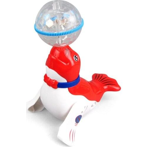 Carton Electric Dolphin Dancing Doll Rotary Walking Robot Music Lighting Children Toy Gift