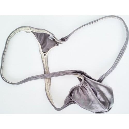 Mens sexy bulge pouch thong shiny satin knitted cloth sexy male underwear