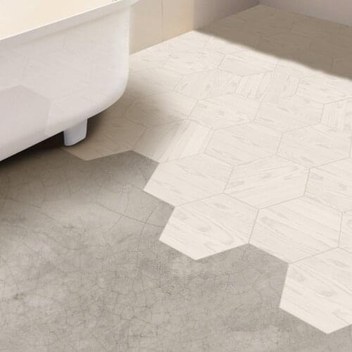 Funlife White Wood Like Floor Tile Stickers,Waterproof Floor Decal Wall Sticker Anti-slip For Bathroom Shower,Kitchen Home Decor