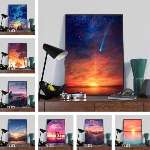 Wall Art Home Decoration Hd Print Animation Scene Modular Picture Sunset Posters Canvas Painting For Bedroom Artwork No Frame