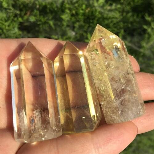 Natural smokey citrine quartz obelisk crystal wand point healing 3pcs