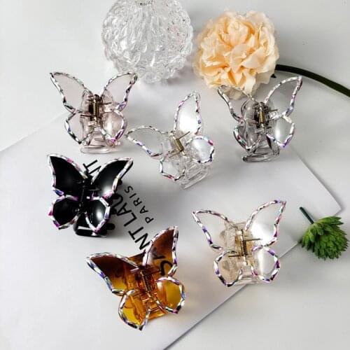 2021 New Fashion Exquisite beautiful crystal butterfly catch hairclip Barrettes for Women Elastic Girl Hair Accessories Headwear