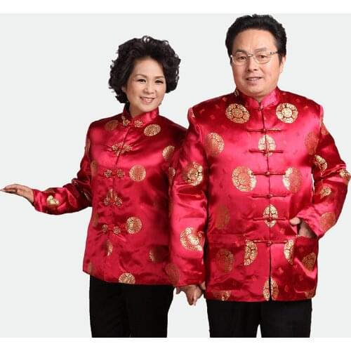 Clothing Aged Old Lovers Birthday Mens Tang Suit Chinese Traditional Men Cheongsam Top Elderly Add Cotton Jacket Parka Tuniek