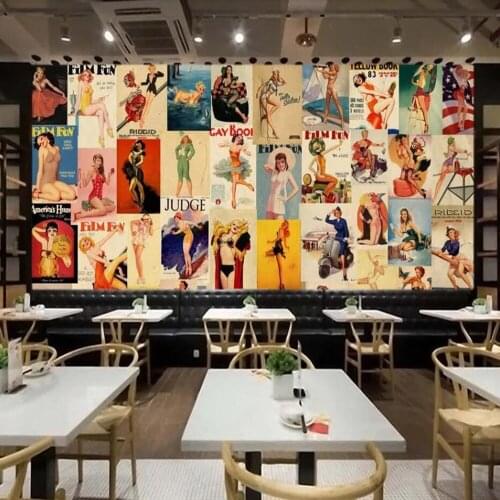 Milofi custom large 3D wallpaper mural retro European and American sexy beauty bar KTV background wall decoration wallpaper
