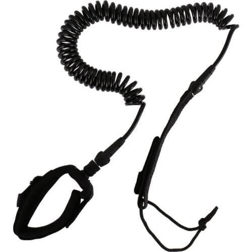 Surfboard Leash Surfing Stand Up Paddle Board Leash Coiled Cord SUP for All Types of Surfboards - black