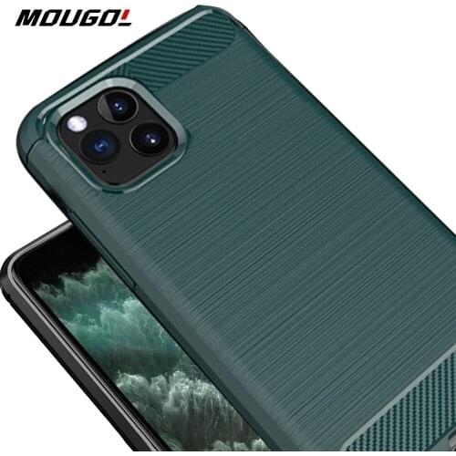 For iPhone 11 Pro Max Case Midnight Green Carbon Fiber Cover Shockproof Phone Case For iPhone 11 Series Cover Flex Bumper Shell