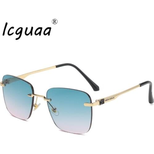 Rimless Square Sunglasses Gradient Lens Glasses Luxury Brand Eye Wear Brand Designer For Female Gafas Oculos Sunglasses