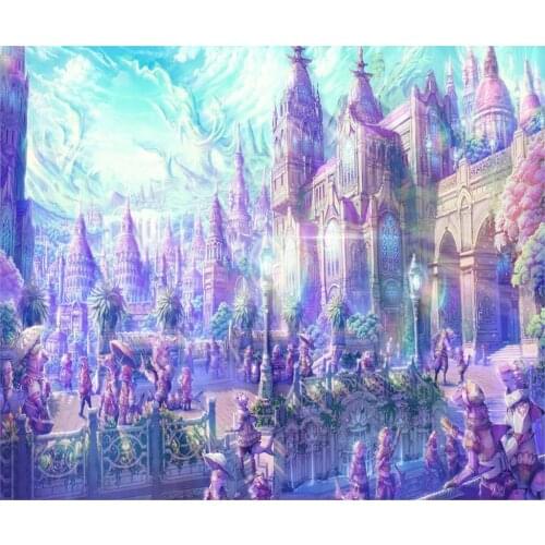 WUYU 5D DIY Diamond Painting Full 14/11CT CROSS STITCH Square/Round Drill L0984 Castle Scenic Cartoon Embroidery Cross Stitch