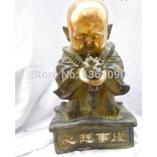 Xd 001046 13" China bronze gild May all your wish come true buddha Sculpture statue