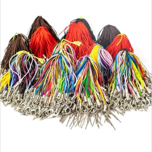 100pcs Colorful Lanyard Lariat Strap Cords Lobster Clasp Rope Keychains Hooks Mobile Set Charms Keyring Bag Accessories Key Ring