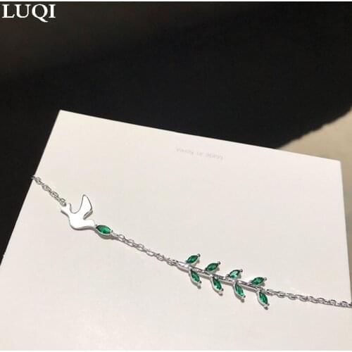 Womens Fashion S925 Silver Platinum Plated Fresh Swallow Branch Zircon Personality Bracelets YQM