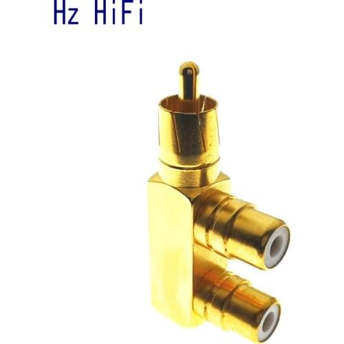 1PCS RCA PLUG TO 2XRCA JACK Copper Gold Plated RCA AV Audio Video Splitter Plug Adapter 1 Male to 2 Female Converter Connector