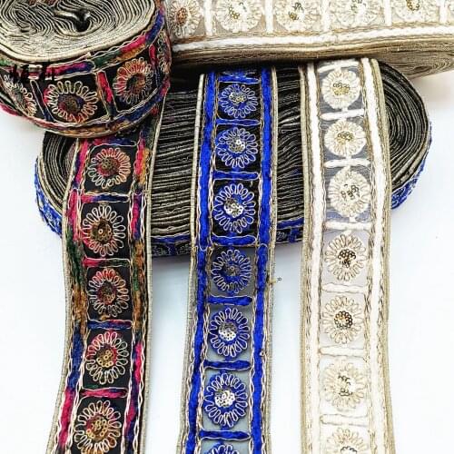 1 Yards Flower Lace Fabric Embroidery Sequin Sewing for Bags Shoes Craft DIY Apparel Fabrics Swiss Voile Lace Crafts