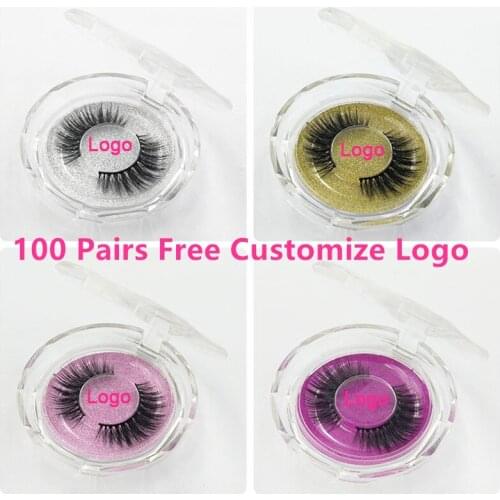 100 Pairs Free DHL Free Logo Wholesale 18Styles Mink Eyelashes 3D Mink Lashes Invisible Band False Eyelashes Bandless Eye Lashes