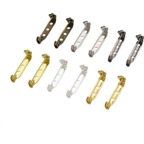 100pcs Iron Brooch Pin Back Safety Catch Bar Pins Mixed Color Hole: 1.5mm Pin: 0.5mm