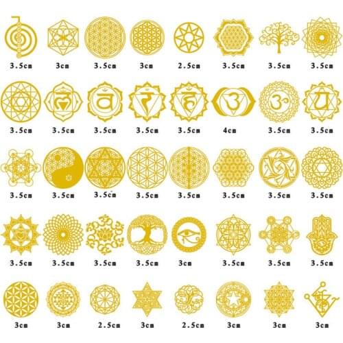 40Pcs Sacred Geometric Copper Orgonite Sticker Flower Life Tree DIY Energy Tower Pyramid Material Epoxy Resin Art Crafts