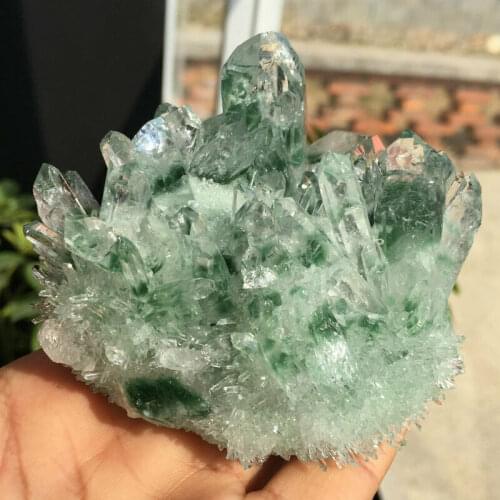 680g Natural Green Ghost Phantom Quartz Crystal Cluster Healing Specimen wedding decoration aquarium