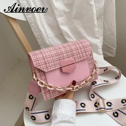 Ainvoev 2020 Lady Handbags and Purses Fashion Chain Crossbody Bags Wide Strap Shoulder Bags for Women