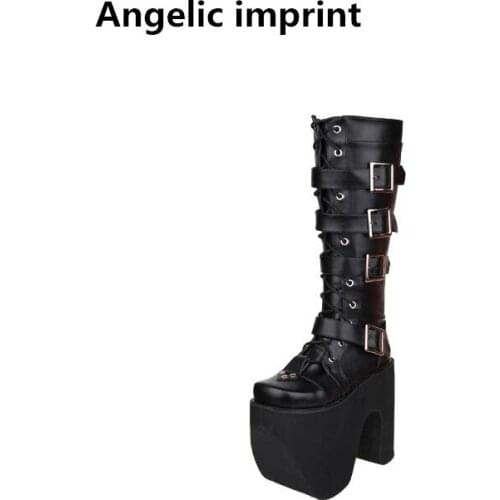 Angelic imprint handmade Women mori girl lady lolita punk motorcycle Boots woman super high heel pumps platform shoes 15cm 9708