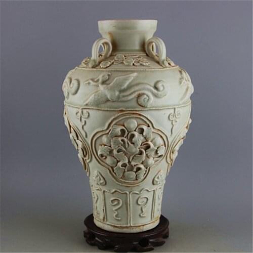 6Antique YuanDynasty porcelain vase,carving flower bottle,Hand-painted crafts,Decoration,Collection&Adornment,Free shipping