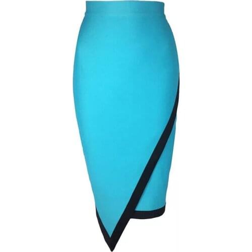 Bevenccel New Colors Summer Sexy Knee Length Womens Cross Bodycon Long Skirts Elegant High Waist Celebirity Women Bandage Skirt