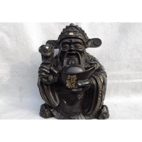 Fast shipping USPS to USA S0875 Chinese Folk famous Pure Bronze Copper Money God of wealth mammon Buddha Statue