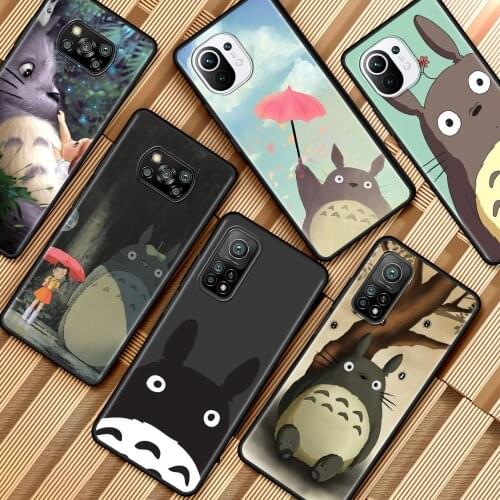 Black Soft Case For Xiaomi Mi Poco X3 NFC 10T Pro 9T Note 10 Lite M3 F3 11 9 CC9 A2 F1 Shell Phone Cover Studio Ghibli Totoro