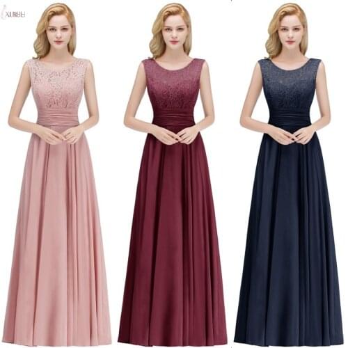 2019 Elegant Pink Burgundy Chiffon Long Bridesmaid Dresses Sleeveless Wedding Party Guest Gown robe demoiselle d'honneur