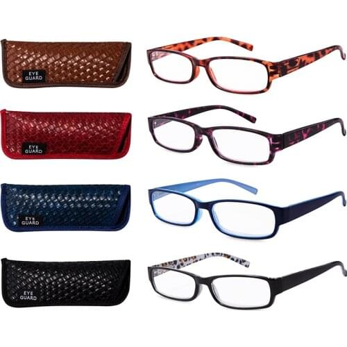 EYEGUARD 4 Pack Reading Glasses for Women, Light-weight Colorful Readers, Fashion Eyewears for Ladies