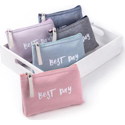 Unisex Canvas Coin Bag Purse Women Stripe Coin Money Card Holder Wallet Case Zipper Key Storage Pouch For Kid Girls Boys Clutch