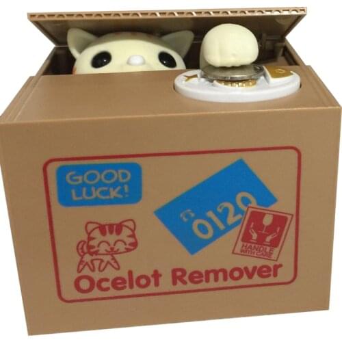 Cat Panda Automatic Storage Coin Bank Grey/Yellow/White Cat Money Box Money Saving Box Piggy Band Birthday Gifts For Kids