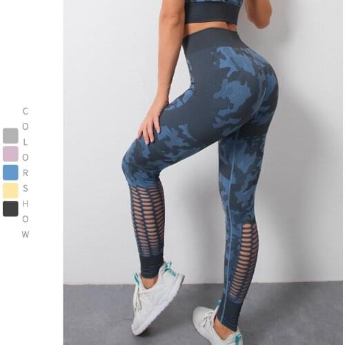 Women High Waist Hollow Leggings Seamless Stretch Push Up Leggins Workout Yoga Pants Fitness Exercise Slim Breathable Leggings