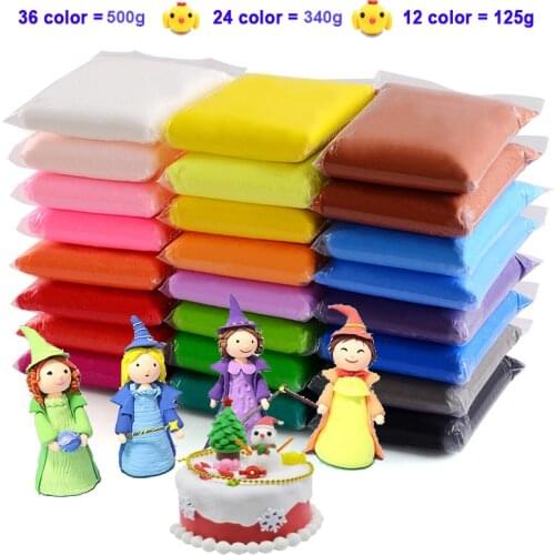 36 Color Light Clay Educational Toys Safe Colorful Air Dry Polymer Plasticine Kids DIY Fruit Cake Slime Light Soft Clay Toy Gift